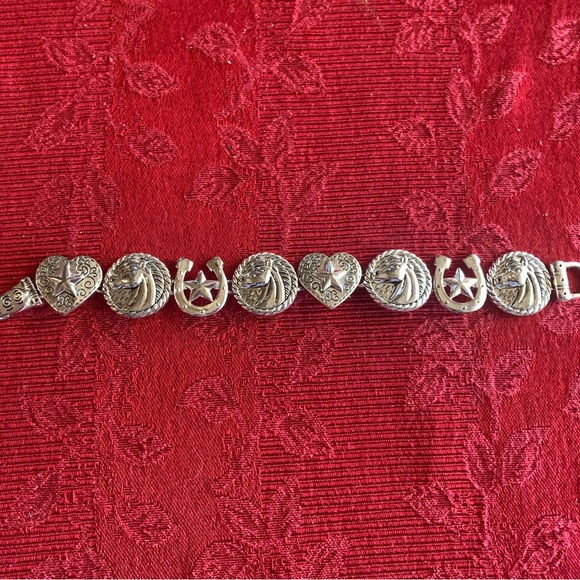 Silvertone Western Horse Bracelet - Picture 2 of 8